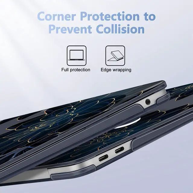 Alt view image 3 of 5 - Lepeoac for MacBook Air 13 Inch Case 2020-2018 (A2337 M1 A2179 A1932), Shockproof Hard Shell Cover with Screen Protector, for Retina Display & Touch IDFull Protection for MacBook Air, Flower Dahlia