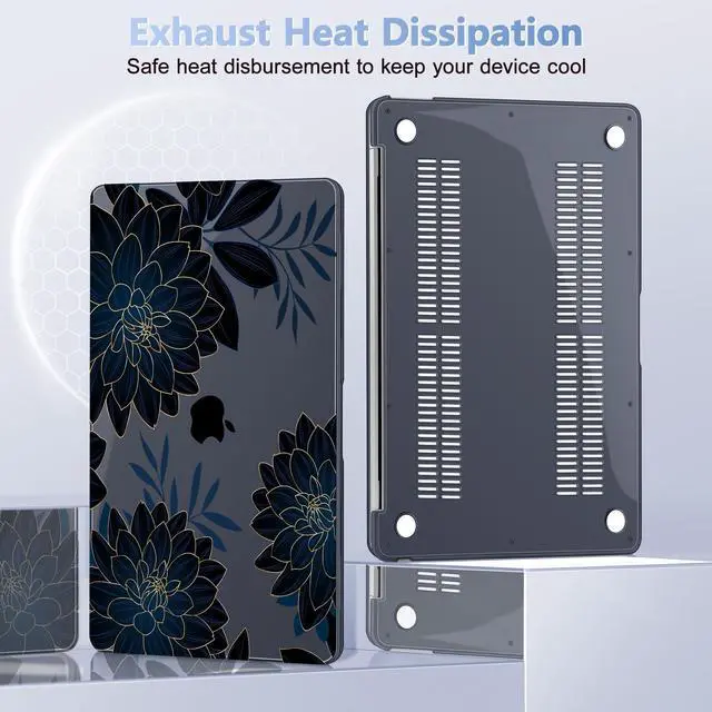 Alt view image 4 of 5 - Lepeoac for MacBook Air 13 Inch Case 2020-2018 (A2337 M1 A2179 A1932), Shockproof Hard Shell Cover with Screen Protector, for Retina Display & Touch IDFull Protection for MacBook Air, Flower Dahlia