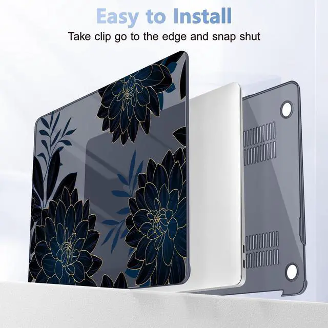 Alt view image 5 of 5 - Lepeoac for MacBook Air 13 Inch Case 2020-2018 (A2337 M1 A2179 A1932), Shockproof Hard Shell Cover with Screen Protector, for Retina Display & Touch IDFull Protection for MacBook Air, Flower Dahlia