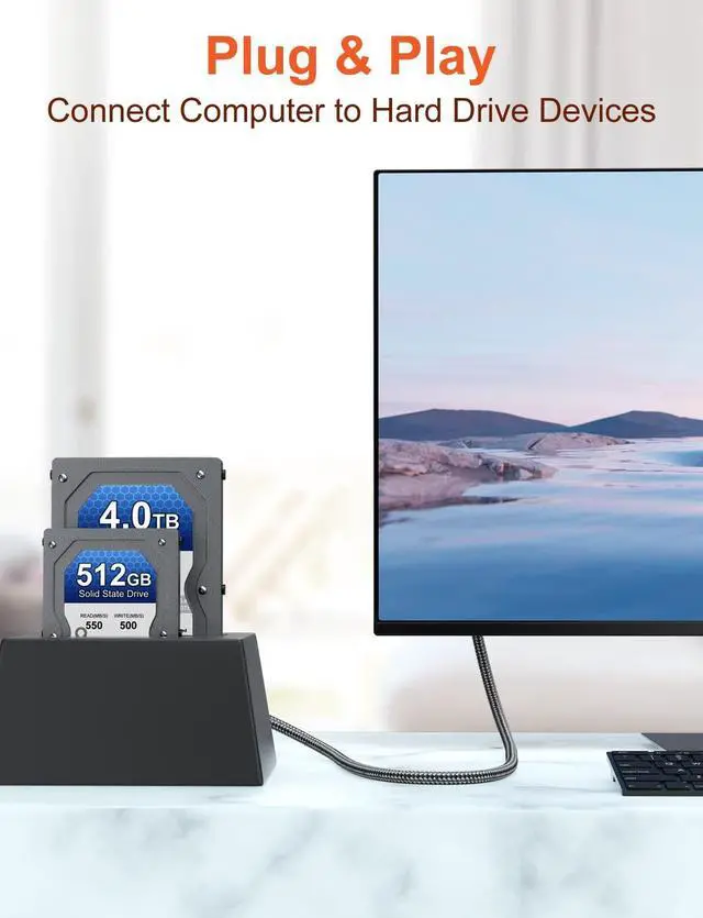 Alt view image 2 of 5 - VANAUX USB 3.0 Cable B Male to USB A Data Cable USB 3 Type B Cord Compatible with Docking Station, External Hard Drivers, Scanner and More-Black (33feet/10m)