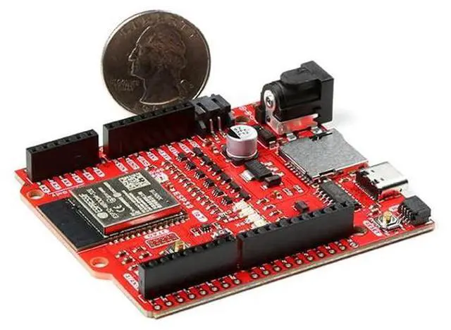 Alt view image 3 of 4 - SparkFun IoT RedBoard - ESP32 Development Board -ESP32 WROOM MCU Module USB-C Connector Qwiic Connector MicroSD Card -ESP32 Dimensions: 2.3in x 2.7in x 1.08in