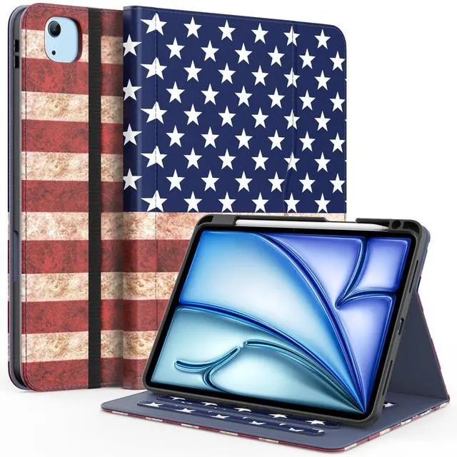 Main image of ZoneFoker Case for iPad Air 11-inch M3/ M2 (2025/2024), iPad Air 5th/ 4th Generation 10.9'' (2022/2020), iPad Pro 11 (4th/3rd/2nd/1st Gen), Multi-Angle Stand Cover with Pencil Holder, Flag