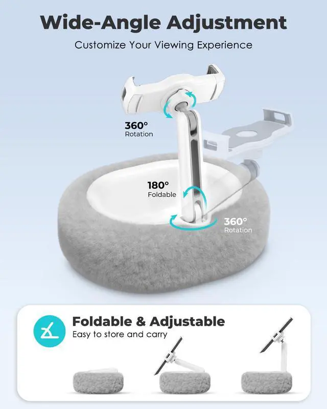 Alt view image 3 of 5 - Viozon Tablet Pillow Stand,Kindle Pillow Stand, Compatible with 4-11" Tablet/Phone with Small Bowl, Kindle Holder Accessories,Idea for Reading and Video Watching On Bed,Grey