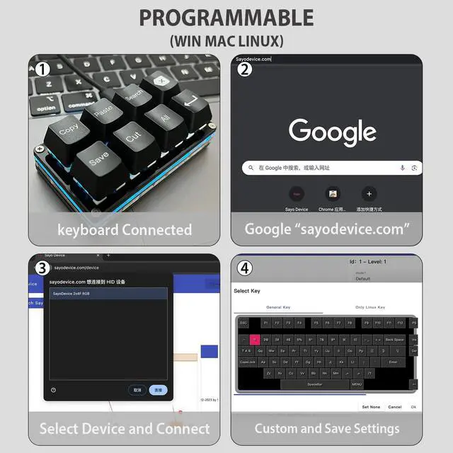 Alt view image 4 of 5 - BTXETUEL Copy Paste Search Backspace Save Cut All Enter 8-Key Keyboard SayoDevice One Handed OSU Keypad Programmable Mechanical Shortcut Macro Keyboard for Working and Gaming (Black)