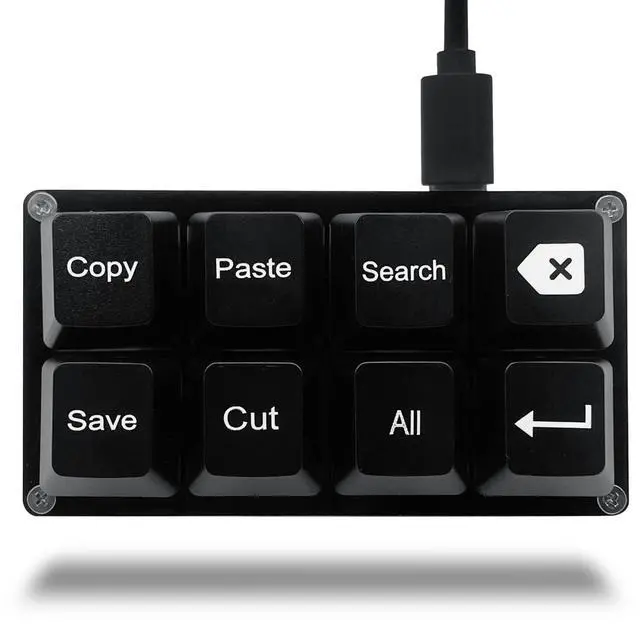 Main image of BTXETUEL Copy Paste Search Backspace Save Cut All Enter 8-Key Keyboard SayoDevice One Handed OSU Keypad Programmable Mechanical Shortcut Macro Keyboard for Working and Gaming (Black)