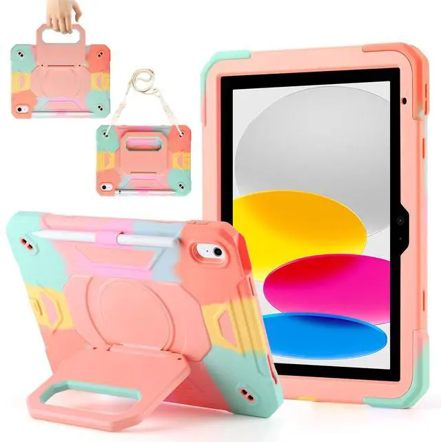 Main image of Case for iPad 11th (A16) 11" 2025, iPad 10th Generation 10.9" 2022,Military Grade Shockproof iPad Case Built-in 360° Rotating Stand/Pen Slot/Shoulder Strap, for iPad 11th Gen/10th Gen (Color Pink)