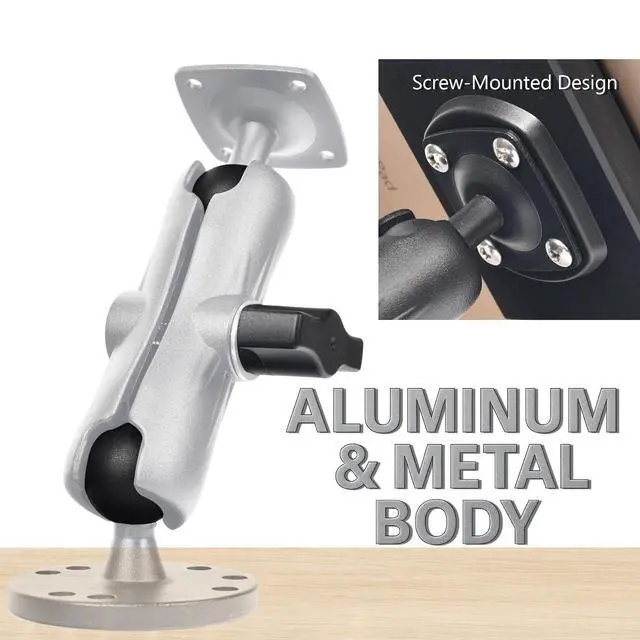 Alt view image 2 of 5 - VAUBORTTI Heavy-Duty Tablet Mount, Aluminum Arm, Screw-Locked Holder, Industrial AMPS Base  Fits RAM B Size  Truck, Car, RV Dash, Desk, Wall Mount  712.9" iPad Pro, Air, Mini, Galaxy Tab Holder