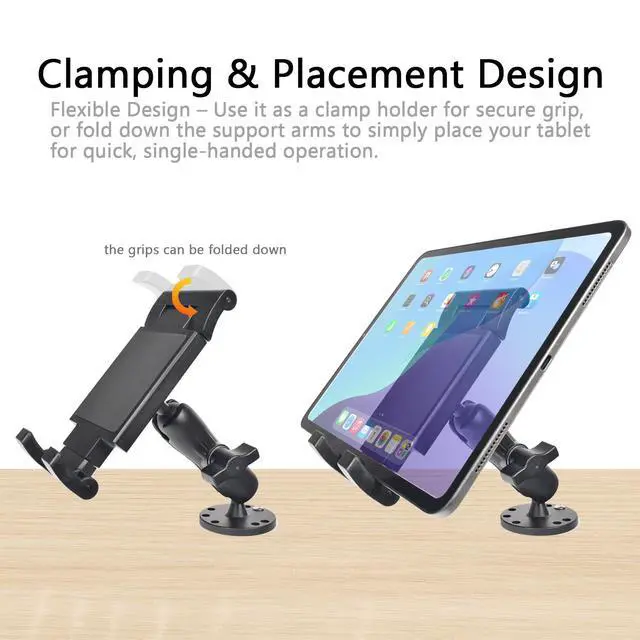 Alt view image 5 of 5 - VAUBORTTI Heavy-Duty Tablet Mount, Aluminum Arm, Screw-Locked Holder, Industrial AMPS Base  Fits RAM B Size  Truck, Car, RV Dash, Desk, Wall Mount  712.9" iPad Pro, Air, Mini, Galaxy Tab Holder