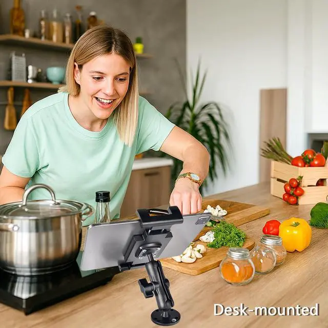 Alt view image 4 of 5 - VAUBORTTI Heavy-Duty Tablet Mount, Aluminum Arm, Screw-Locked Holder, Industrial AMPS Base  Fits RAM B Size  Truck, Car, RV Dash, Desk, Wall Mount  712.9" iPad Pro, Air, Mini, Galaxy Tab Holder