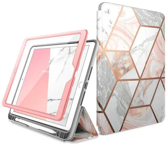 Main image of i-Blason Cosmo for iPad 9th Generation Case/8th/7th Generation Case, iPad 10.2 (2021/2020/2019), Full-Body Trifold with Screen Protector Smart Cover with Auto Sleep/Wake & Pencil Holder (Marble)