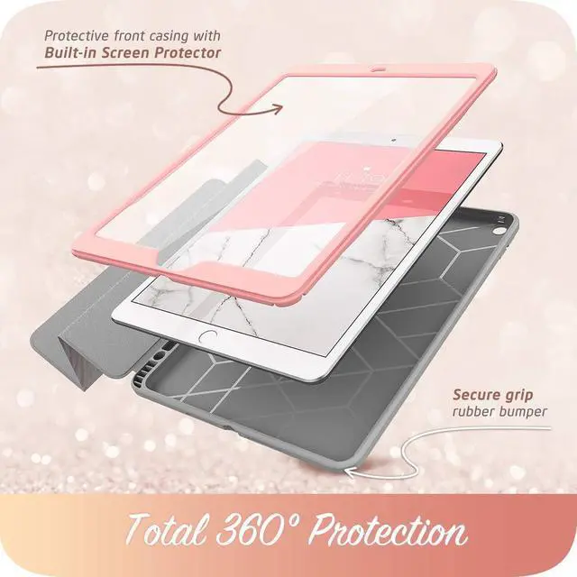 Alt view image 3 of 5 - i-Blason Cosmo for iPad 9th Generation Case/8th/7th Generation Case, iPad 10.2 (2021/2020/2019), Full-Body Trifold with Screen Protector Smart Cover with Auto Sleep/Wake & Pencil Holder (Marble)