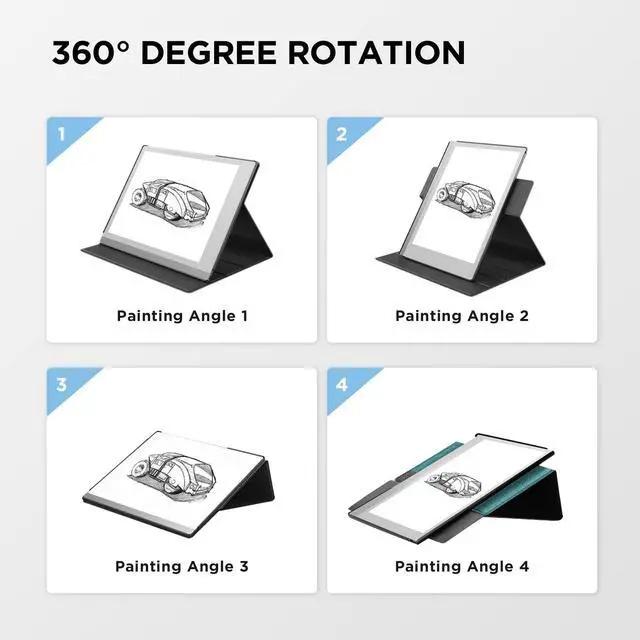 Alt view image 2 of 5 - Ayotu Book Folio Case for Remarkable 2 Paper Tablet 10.3" 2020 Released, Premuin Fabric Smart Cover with 360 Degree Rotatable Stand and Stylus Pocket, Gray & Green | Exclusive Templates Provided