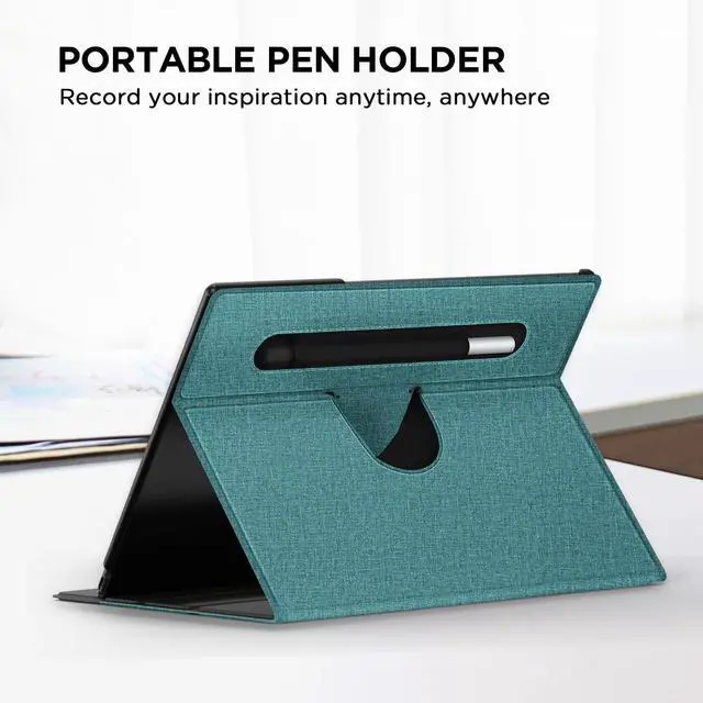 Alt view image 4 of 5 - Ayotu Book Folio Case for Remarkable 2 Paper Tablet 10.3" 2020 Released, Premuin Fabric Smart Cover with 360 Degree Rotatable Stand and Stylus Pocket, Gray & Green | Exclusive Templates Provided