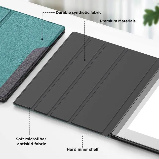 Alt view image 5 of 5 - Ayotu Book Folio Case for Remarkable 2 Paper Tablet 10.3" 2020 Released, Premuin Fabric Smart Cover with 360 Degree Rotatable Stand and Stylus Pocket, Gray & Green | Exclusive Templates Provided
