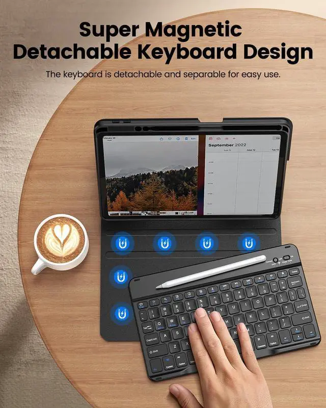 Alt view image 2 of 5 - for iPad Case with Computer Keyboard, 9th/8th/7th Generation, for iPad 10.2/10.5 inch, 360° Rotation & Detachable Transparent Case, Multi-Pairing, Quiet, Magnetic Suction, Bluetooth 5.2, Pen Holder