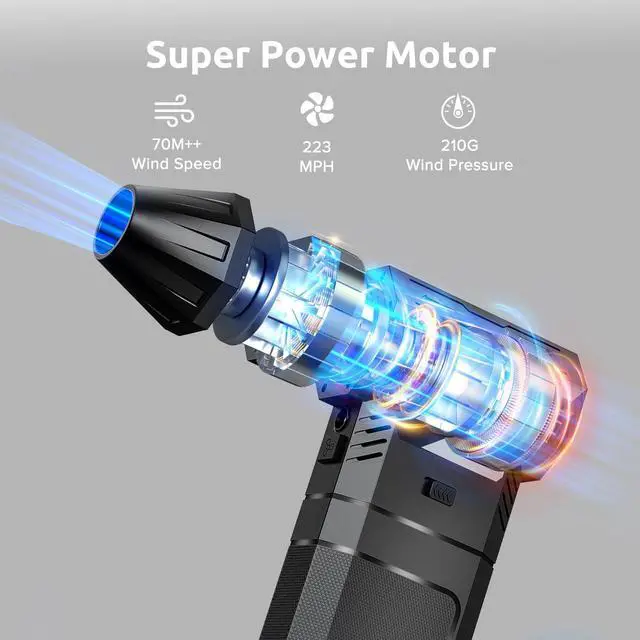 Alt view image 5 of 5 - COSANO F3 Electric Air Duster with 2 Magazine-Style Batteries, 220g+ Strong Airflow, 2 Magnetic Nozzles, 3-Speed Cordless Blower with LED, Electric Inflator, Keyboard Duster for PC, Car & Electronics