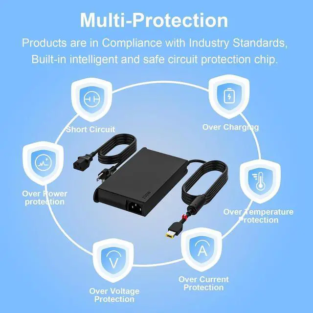 Alt view image 5 of 5 - Slim 230W for Lenovo Legion 5 5i 7 Slim 5 Slim7 Y7000p Y9000K Legion C7 S7 Y545 5i Y545 Y550 ThinkPad X1 P1 P15 P17 P52 P53 P71 P72 P73 ThinkBook 16p 20V 11.5A Laptop Power Supply Adapter