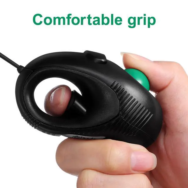 Alt view image 2 of 5 - Mobestech USB Mini Finger Portable Office Mini Wire Wired Powered with Mice USB Handheld Trackball Held Black for Hand Laptop Trackball