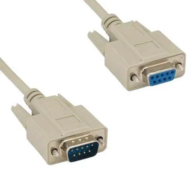 Main image of KENTEK 100 Feet FT DB9 9 Pin Serial Extension Cable Cord RS-232 28 AWG Male to Female M/F Molded Straight-Through D-Sub Port Beige for PC Mac Linux Data