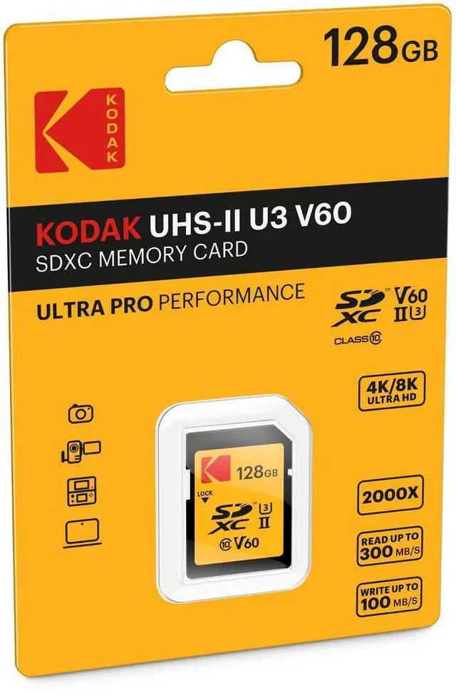 Alt view image 2 of 2 - Kodak 128GB UHS-II U3 V60 Ultra Pro SDXC Memory Card