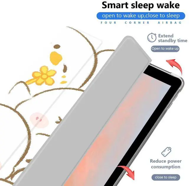 Alt view image 2 of 5 - JOYLAND Cute Duck Case for iPad (A16) 11th Generation 2025 11"/iPad 10th Generation 2022 10.9" with Pencil Holder Kawaii Printed Cartoon Leather Clear TPU Back Trifold Stand Cover, Auto Wake/Sleep