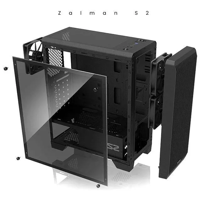 Alt view image 3 of 5 - Zalman S2 ATX Mid-Tower PC Case, 3 x Pre-Installed 120mm Zalman Quiet Fans (Support up to 8 Fans), High Airflow Mesh Front Panel, Support GPUs up to 330mm, USB 3.0