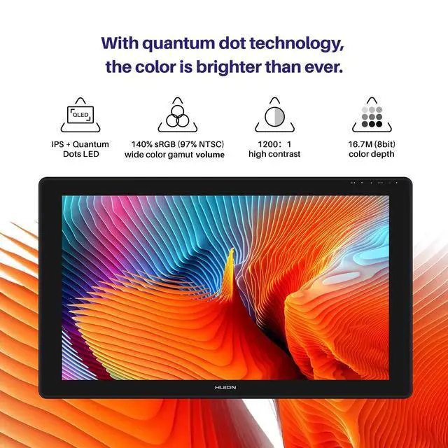 Alt view image 4 of 5 - HUION Kamvas 24 Plus 2.5K QHD Drawing Tablet with Screen, 140% sRGB Full-Laminated QD Drawing Monitor with Battery-Free Pen for PC, Mac, Android, 23.8inch Pen Display with 10 Felt Pen Nibs