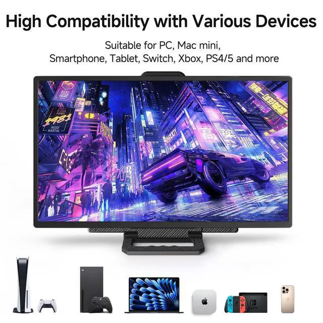 Alt view image 5 of 5 - Large Portable Monitor 24 inch - 1080P FHD 100Hz Travel Monitor, 125% sRGB IPS Laptop Screen Extender, VESA Compatible, Height Adjustable Detachable Stand with USB-C HDMI for Work Gaming Office Home