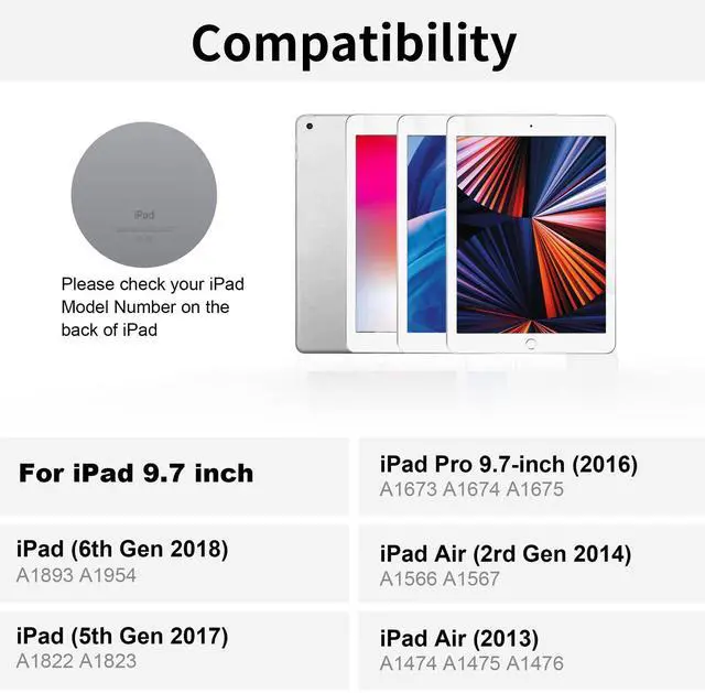 Alt view image 2 of 5 - NOKBABO iPad Keyboard Case for iPad Pro 9.7 inch, 2018 iPad 6th Gen, 2017 iPad 5th Gen, iPad Air 2 & 1 case with Keyboard, 130° Smart Folio Hard Back Cover, Ultra Slim, Auto Wake and Sleep - Navy Blue