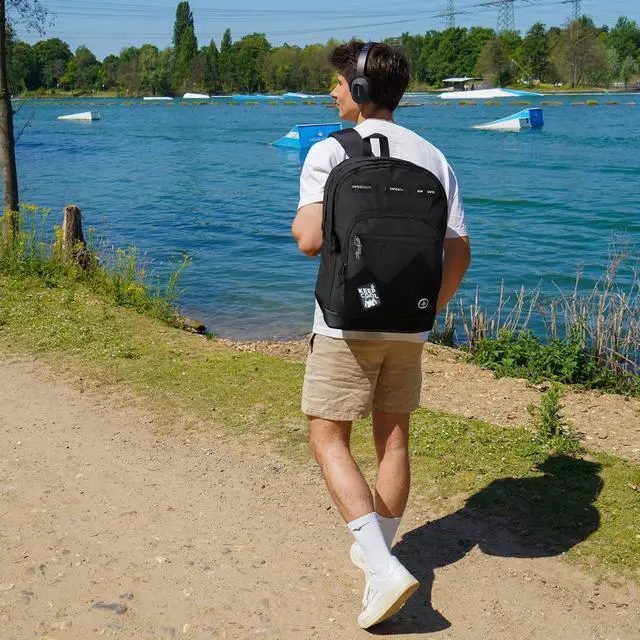 Alt view image 2 of 5 - Swissdigital Design Cool Backpack, Stylish School Laptop Backpack with Fun Personalized Patches Fits 16 Inch Notebook, Travel Casual Bag Pefect for Boys & Girls, Black | BERIKON - Includes 3 Patches