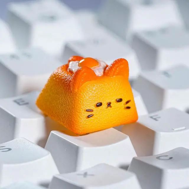 Alt view image 3 of 5 - Toast Cat Artisan Keycap Fried Egg R1 SA Profile Custom Cute Keycaps 1U ESC Handmade Gaming Breakfast Key Cap Cherry MX Switch Compatible Mechanical Keyboard Foodie Lover Gift