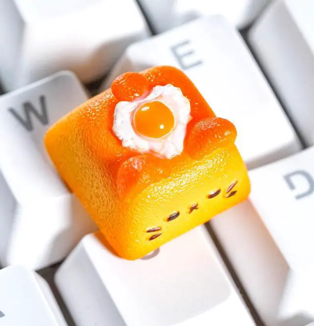 Alt view image 5 of 5 - Toast Cat Artisan Keycap Fried Egg R1 SA Profile Custom Cute Keycaps 1U ESC Handmade Gaming Breakfast Key Cap Cherry MX Switch Compatible Mechanical Keyboard Foodie Lover Gift