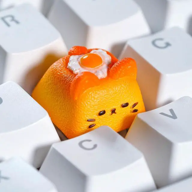 Alt view image 4 of 5 - Toast Cat Artisan Keycap Fried Egg R1 SA Profile Custom Cute Keycaps 1U ESC Handmade Gaming Breakfast Key Cap Cherry MX Switch Compatible Mechanical Keyboard Foodie Lover Gift