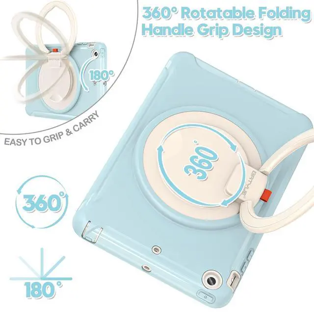 Alt view image 2 of 5 - BATYUE iPad Mini Case for iPad Mini 1/2/3 Generation Heavy Duty Three Layer Hybrid TPU+PC Full-body Rugged Protective Case With Handle Grip/360° rotating stand for Kids Girls Boys Students(FrozenBlue)