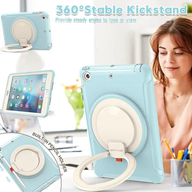 Alt view image 3 of 5 - BATYUE iPad Mini Case for iPad Mini 1/2/3 Generation Heavy Duty Three Layer Hybrid TPU+PC Full-body Rugged Protective Case With Handle Grip/360° rotating stand for Kids Girls Boys Students(FrozenBlue)