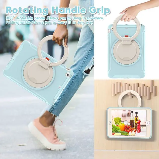 Alt view image 4 of 5 - BATYUE iPad Mini Case for iPad Mini 1/2/3 Generation Heavy Duty Three Layer Hybrid TPU+PC Full-body Rugged Protective Case With Handle Grip/360° rotating stand for Kids Girls Boys Students(FrozenBlue)