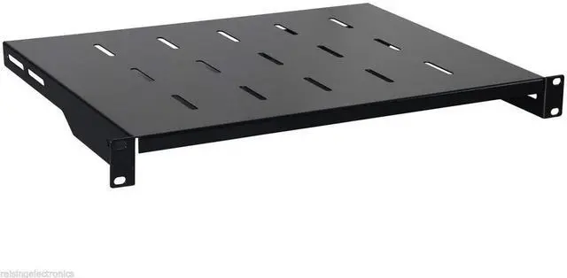 Main image of RAISING ELECTRONICS 1U Black Flexible 14inch (350mm) deep Cantilever Server Shelf Vented Rack Mount 19inch