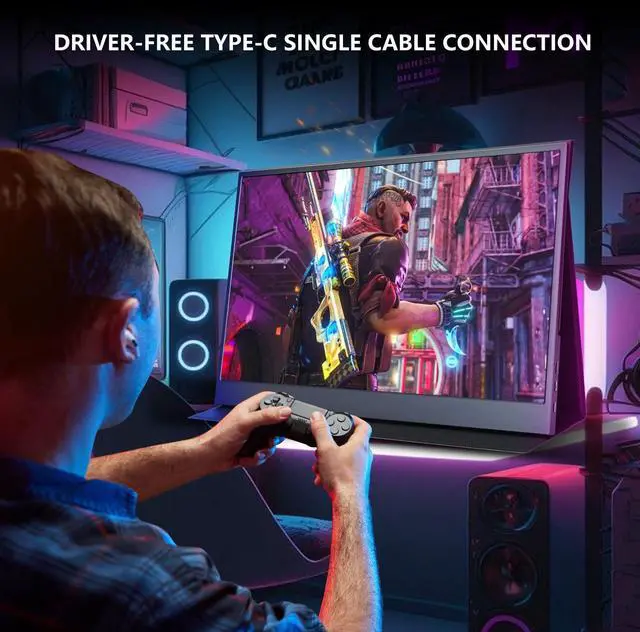 Alt view image 4 of 5 - G-STORY 17.3 Portable Monitor 240Hz Laptop Monitor Stereo Speakers, 1ms, IPS Second Screen FreeSync 1080P, HDMI, for PS5 for Xbox Series x/s NS