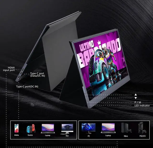 Alt view image 5 of 5 - G-STORY 17.3 Portable Monitor 240Hz Laptop Monitor Stereo Speakers, 1ms, IPS Second Screen FreeSync 1080P, HDMI, for PS5 for Xbox Series x/s NS