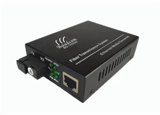 Alt view image 3 of 5 - Baudcom a Pair Gigabit SingleMode Fiber to Ethernet Media Converter, Single Fiber, 1000Base-LX to 10/100/1000Base-Tx Gigabit SMF Fiber SC to Copper RJ45 Ethernet Converter, Bidi, 20KM