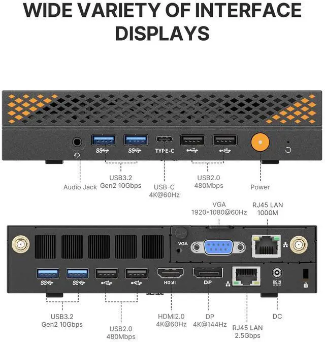 Alt view image 3 of 5 - MAGICNUC AG3 Mini PC Core i9 13900HK (14C/20T, Up to 5.4GHz) 32GB DDR5 RAM 1TB PCIe SSD Mini Computers9×USB Ports/Dual LAN/HDMI/DP/Wi-Fi6/BT 5.2 Mini Desktop Computers