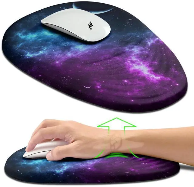 Main image of Hokafenle Ergonomic Mouse Pad Wrist Support, Terraced Slope Carpal Tunnel Wrist Pad for Mouse with Unibody Memory Foam, Wrist Rest Pain Relief Mousepad (Galaxy, 11.8x7.9 in)