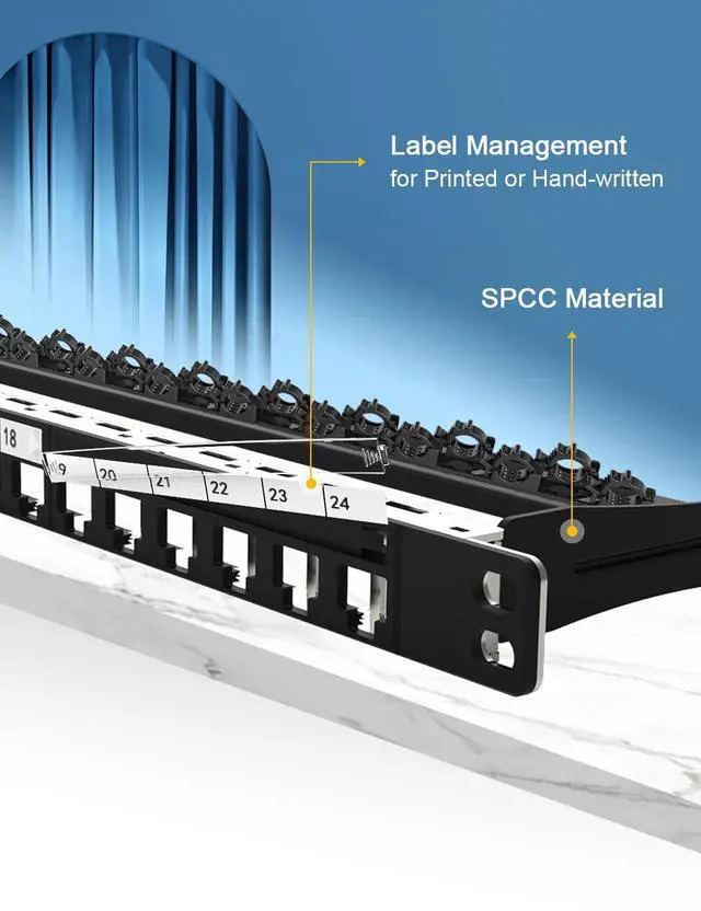 Alt view image 2 of 5 - Enmane 0.5U 24Port Blank Keystone Patch Panel 19-inch Rackmount&Wall Mount STP&UTP RJ45 Network Patch Panel with Cable Management Bar
