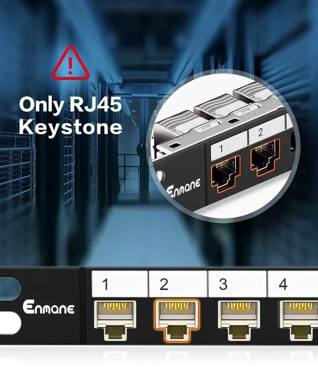 Alt view image 4 of 5 - Enmane 0.5U 24Port Blank Keystone Patch Panel 19-inch Rackmount&Wall Mount STP&UTP RJ45 Network Patch Panel with Cable Management Bar