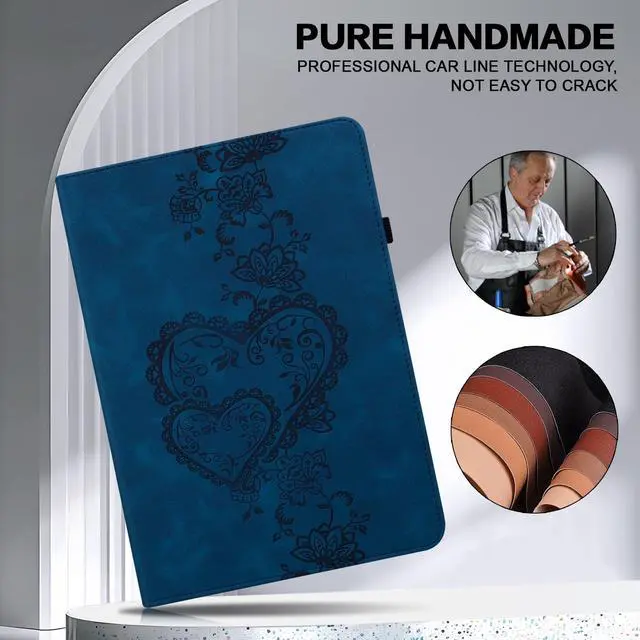 Alt view image 2 of 5 - TUOLISG Case for All-New Amazon Kindle Fire HD 8 & 8 Plus Tablet(12th Generation/10th Generation, 2024/2022/2020 Release) 8", Embossed PU Leather Stand Case with with Pen Holder & Card Slots-Dark Blue