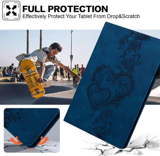 Alt view image 5 of 5 - TUOLISG Case for All-New Amazon Kindle Fire HD 8 & 8 Plus Tablet(12th Generation/10th Generation, 2024/2022/2020 Release) 8", Embossed PU Leather Stand Case with with Pen Holder & Card Slots-Dark Blue