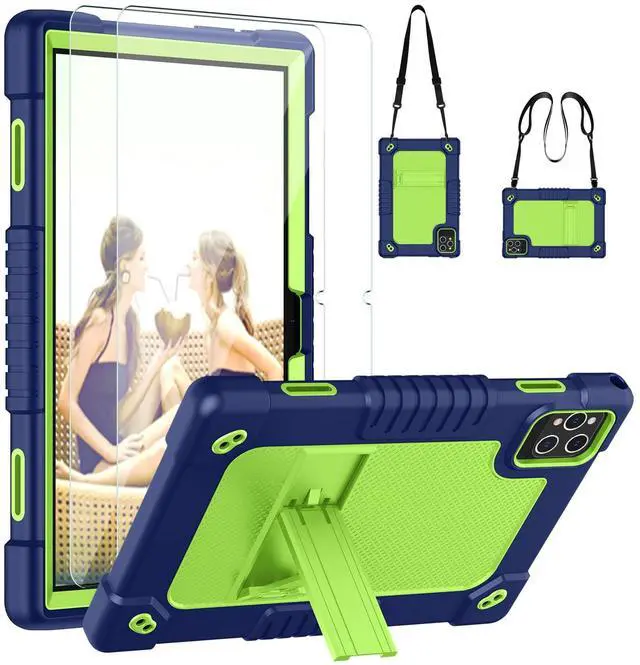 Main image of Hoibon for KADYBE D115 Case,for MEIZE D115 Tablet Case,Shockproof Kids Case with 2 Pcs Screen Protector Shoulder Strap for MEIZE D115/KADYBE D115/DOMATON D105/kimlok/Qukenk 10.1 inch (Navy/Green)