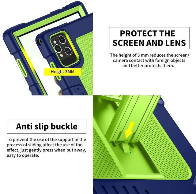 Alt view image 5 of 5 - Hoibon for KADYBE D115 Case,for MEIZE D115 Tablet Case,Shockproof Kids Case with 2 Pcs Screen Protector Shoulder Strap for MEIZE D115/KADYBE D115/DOMATON D105/kimlok/Qukenk 10.1 inch (Navy/Green)