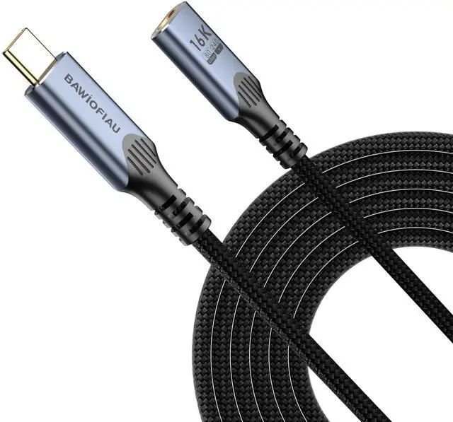 Main image of Long 6.6ft/2M USB C to usb c Extension Cable Compatible with Thunderbolt 5, high Speed 80gbps Data Transfer,240w USB 5.0 type c Male to Female Extension Cable 5A Fast Charging,8K/16K Video Display