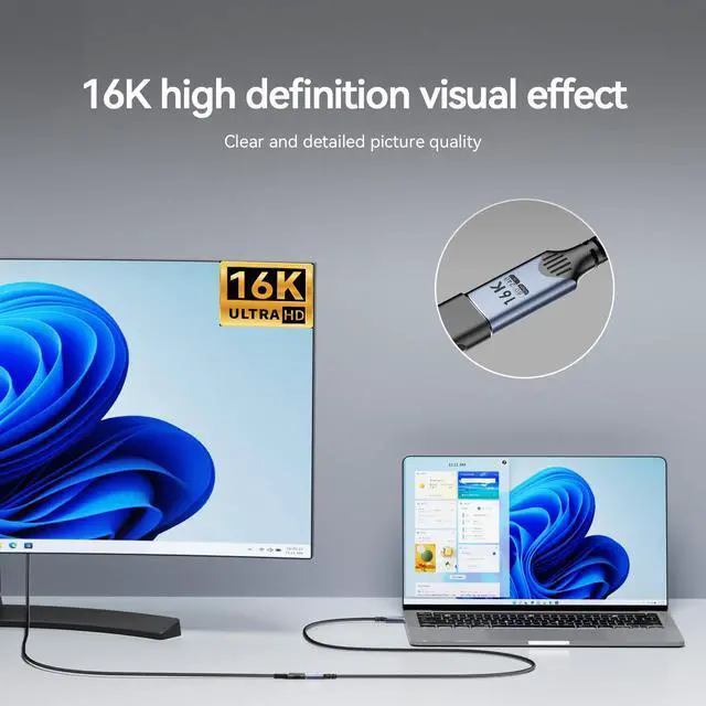 Alt view image 3 of 5 - Long 6.6ft/2M USB C to usb c Extension Cable Compatible with Thunderbolt 5, high Speed 80gbps Data Transfer,240w USB 5.0 type c Male to Female Extension Cable 5A Fast Charging,8K/16K Video Display